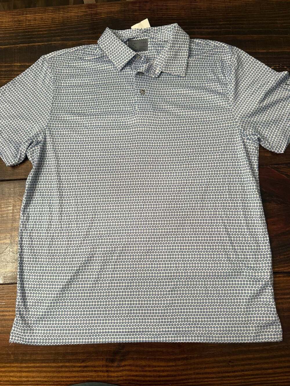 Grand Slam Pro Series Athletic Fit Blue Geo Star Pattern Golf Polo Shirt Men's S